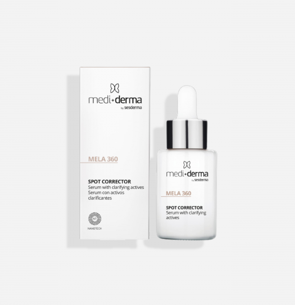 Fotografía de producto Medi+derma Mela 360 Spot Corrector Serum con activos clarificantes