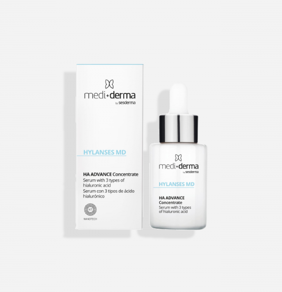 Fotografía de producto Medi+derma Hylanses MD HA ADVANCE Concentrate Serum con 3 tipos de ácido hialurónico