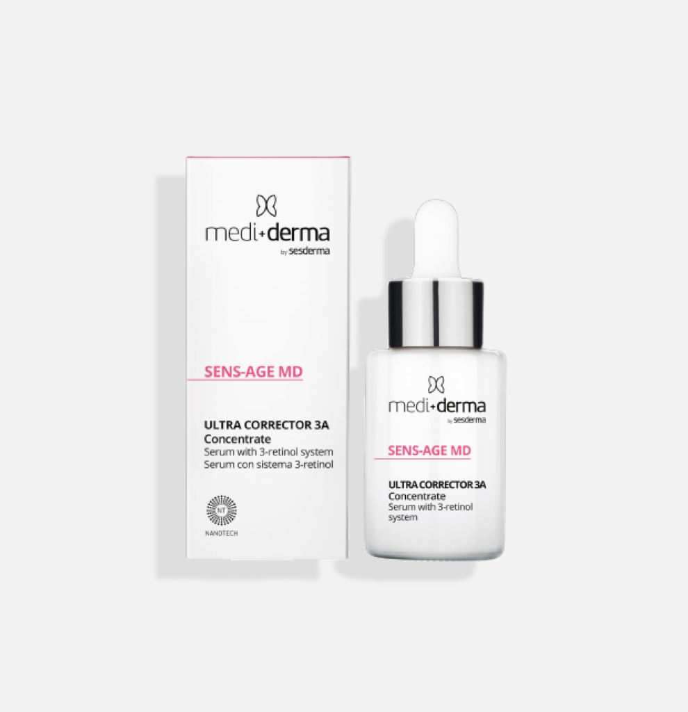 Fotografía de producto Medi+derma Sens Age MD Ultra corrector 3A concentrate serum con sistema 3 retinol